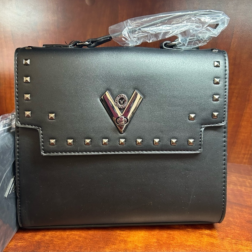 Valentino Orlandi Black Crossbody Bag with Studded Detailing NWT